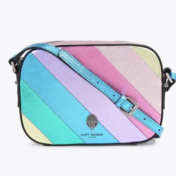 Kurt Geiger London Designer Rainbow Kensington Crossbody Bag Metallic Purse Bag - Picture 1 of 7